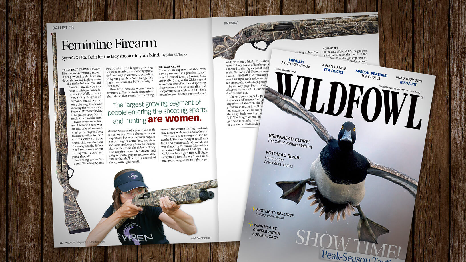 [Wildfowl 11.15] Feminine Firearm: Syren’s XLR5: Built for the lady shooter in your blind.